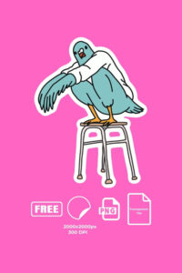 Funny gobnik pigeon squatting sticker (FREE, PNG, Download)