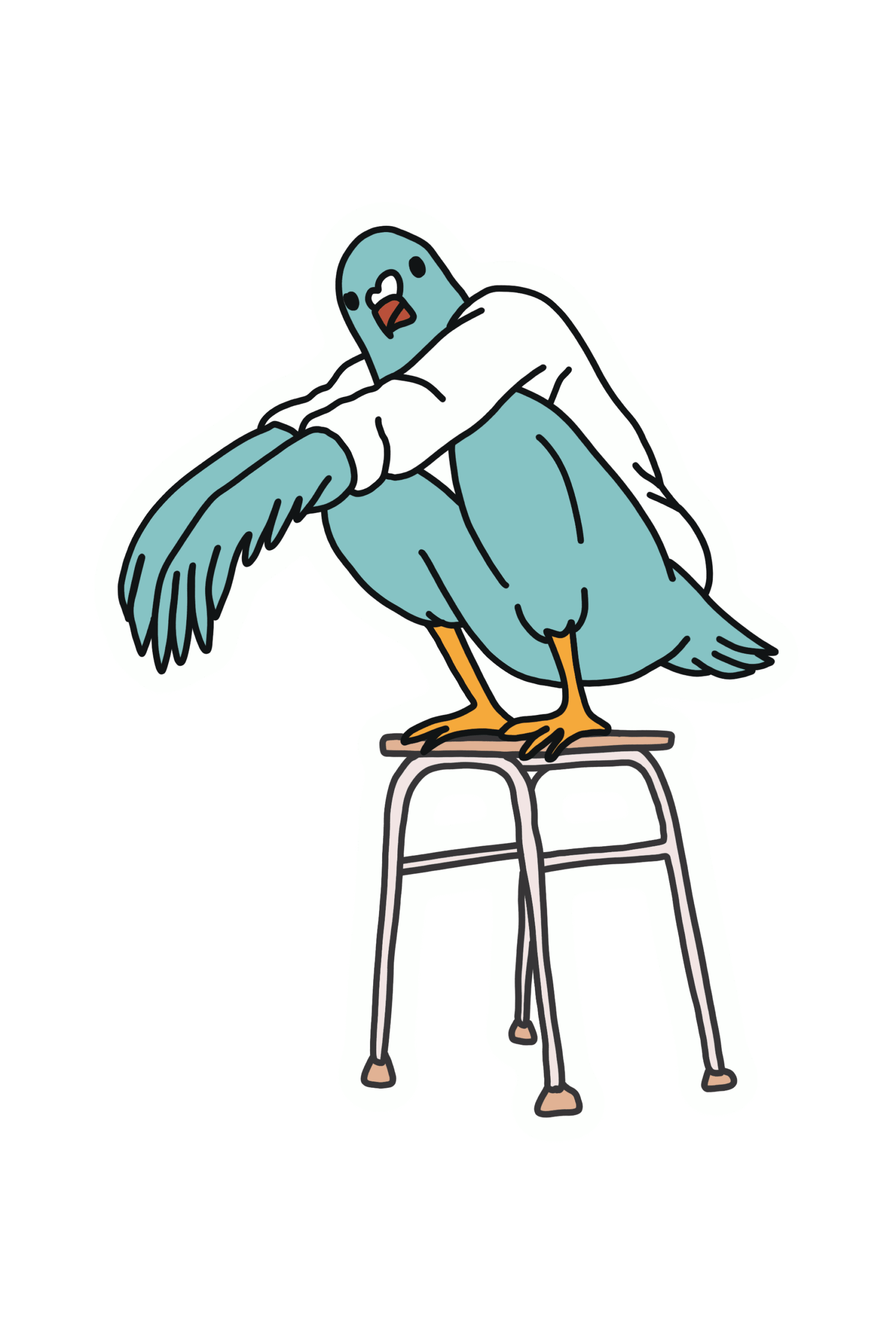 Need some street attitude? Download this hilarious sticker of a gopnik pigeon doing a deep squat on a stool. Free transparent PNG doodle. Need some street attitude? Download this hilarious sticker of a gopnik pigeon doing a deep squat on a stool. Free transparent PNG doodle.