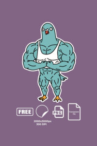 Funny buff gym pigeon free sticker (png transparent)