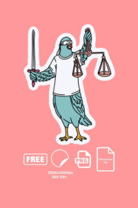 Funny lady justice pigeon sticker (FREE, PNG, Download)