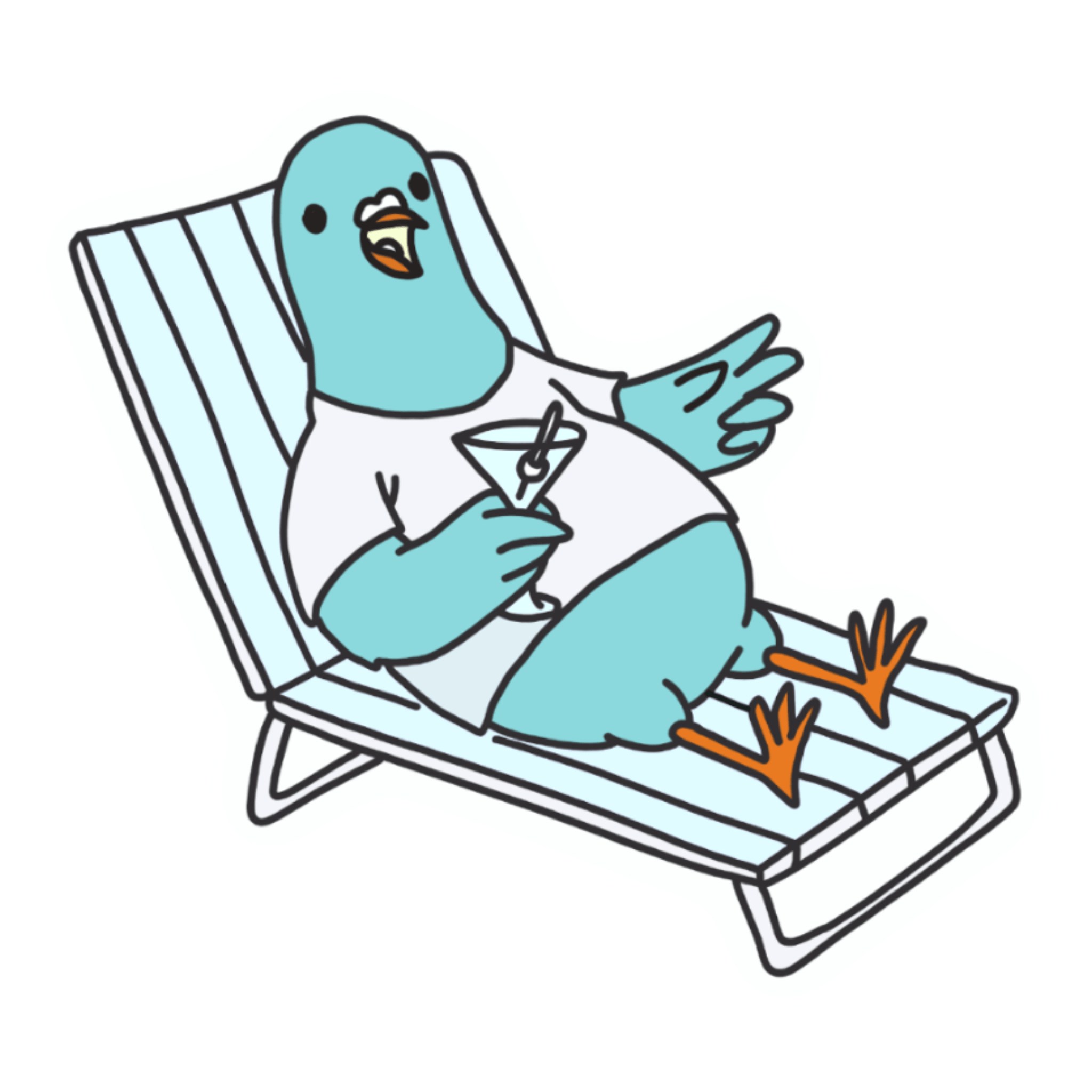 Funny vacation pigeon relaxing sticker (FREE, PNG, Download)