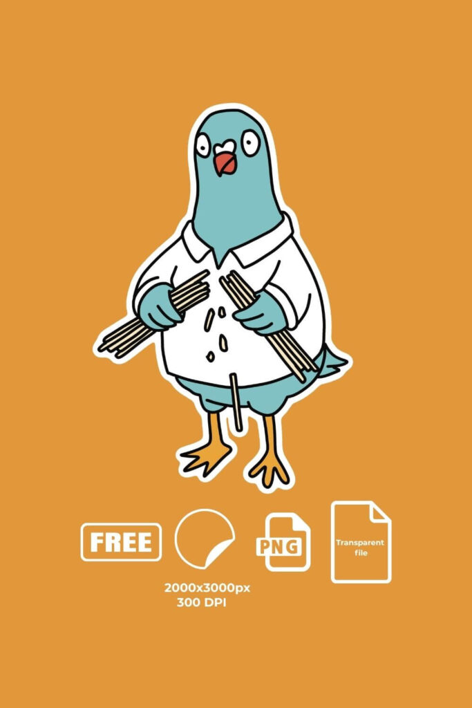 Funny pigeon sticker no spaghetti doodle (free png)