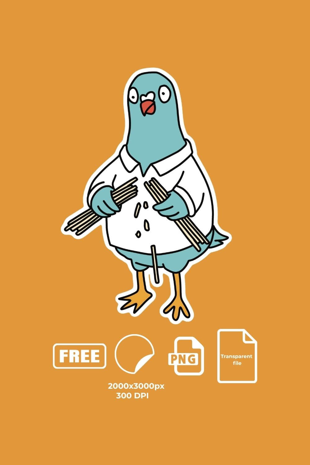 Funny pigeon sticker no spaghetti doodle (free png)