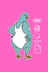 Confident pigeon in swimsuit funny sticker FREE ,PNG, Download
