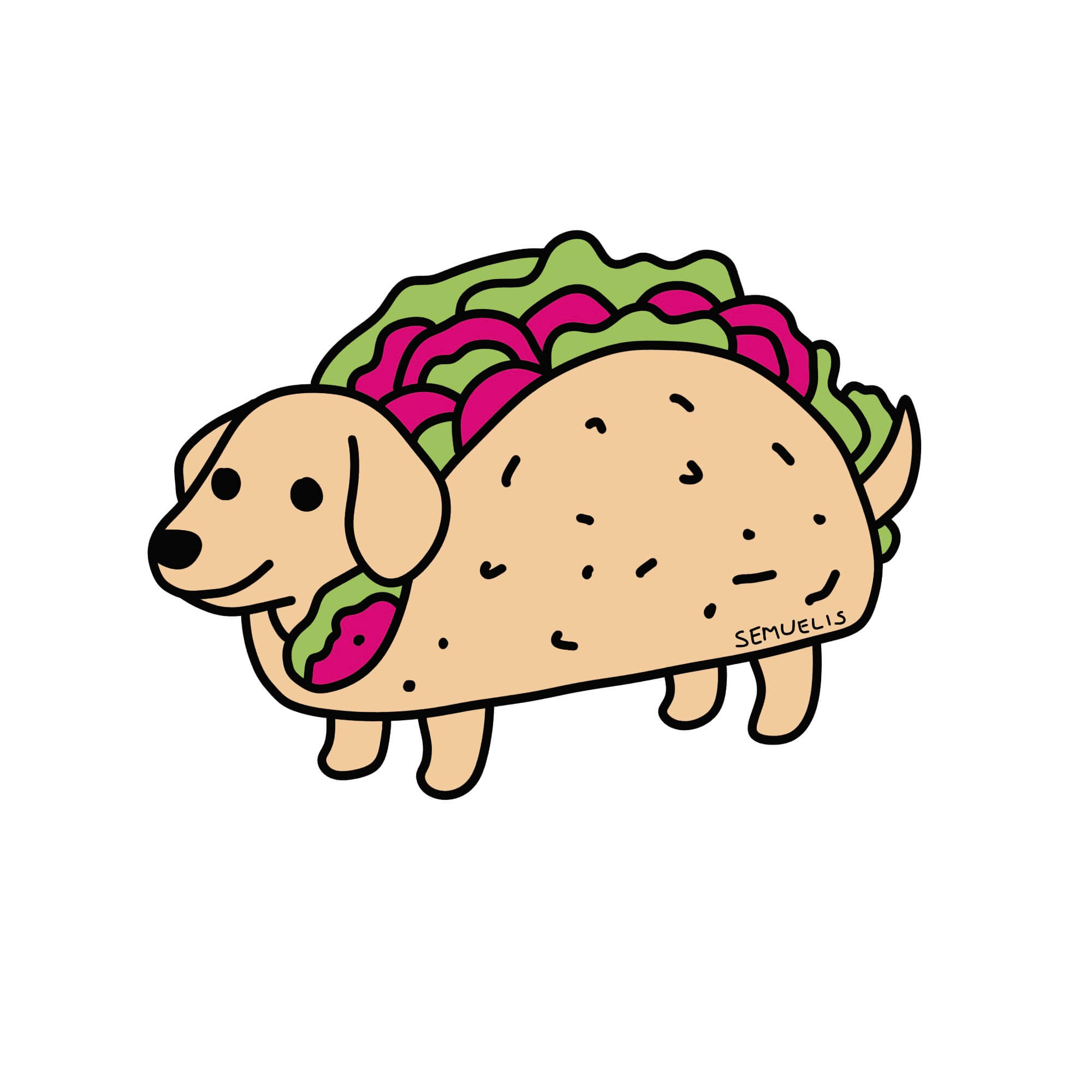 Cute taco dog doodle created by semuelis