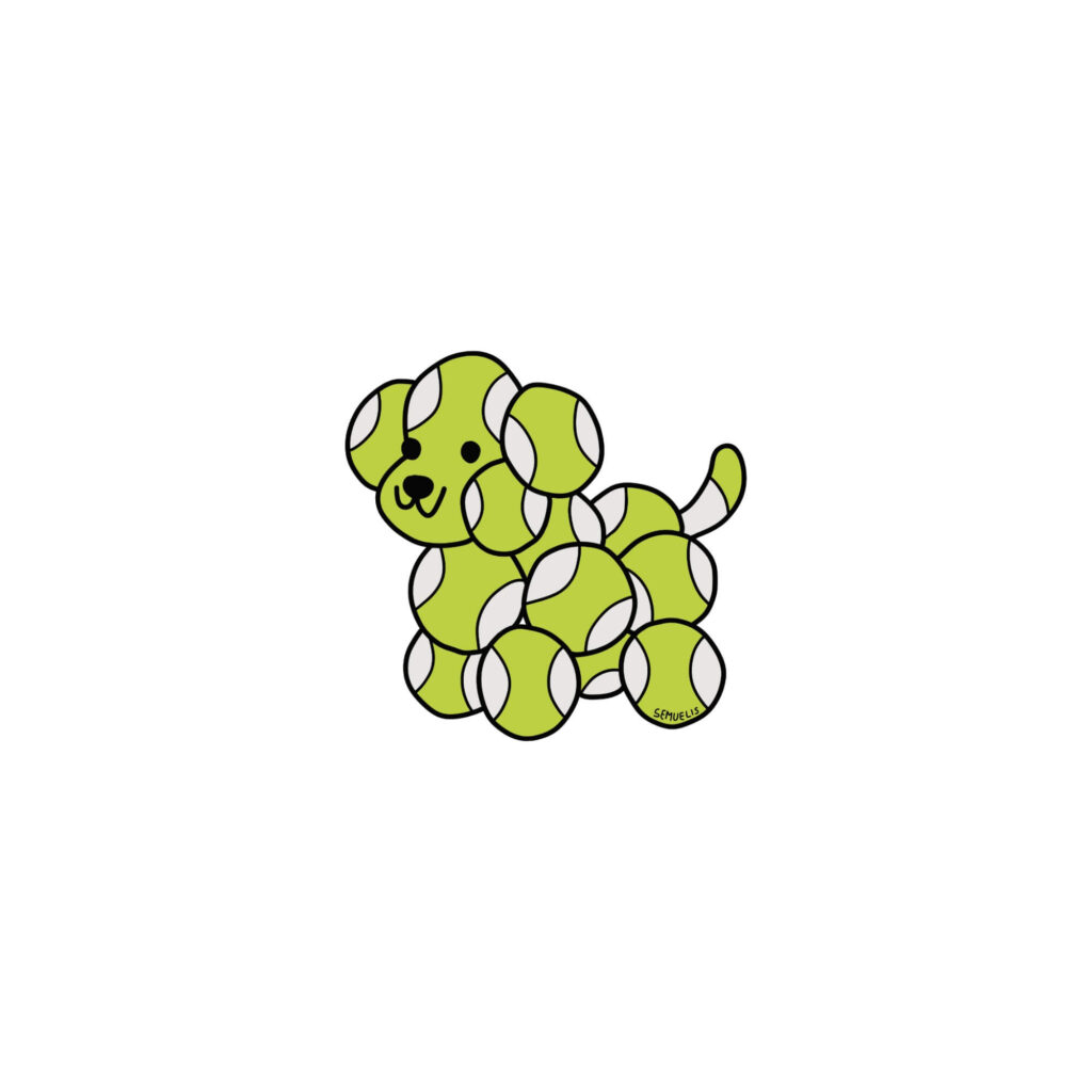 Tennis ball dog doodle created by semuelis