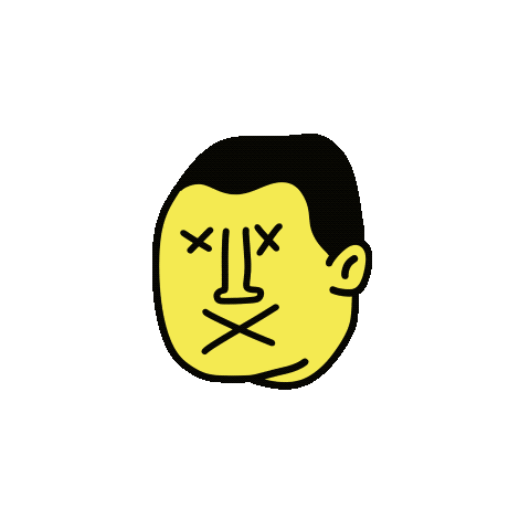 yellow men dead, silenced, mute, speechless, shut up, rip, censored, secret, dead inside, face, emoji