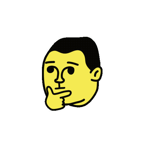 yellow men GIF: thinking, think, hmm, wondering, pondering, curious, idk, maybe, thoughts, confused, face, emoji created by semuelis