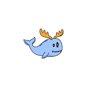 Blue whale with antlers doodle created by semuelis